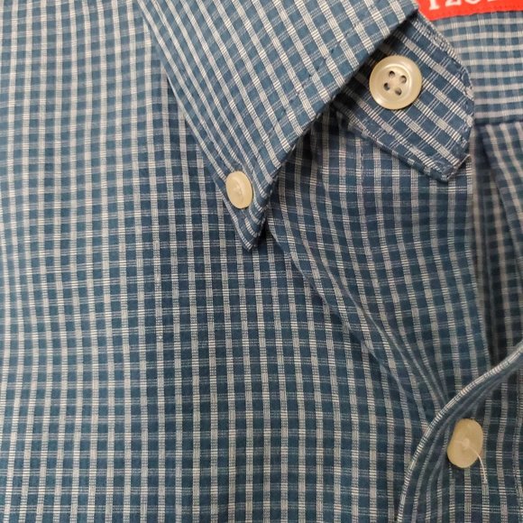 Men's - IZOD Long Sleeve Teal Plaid / Checked Shirt - NWT - Picture 4 of 6